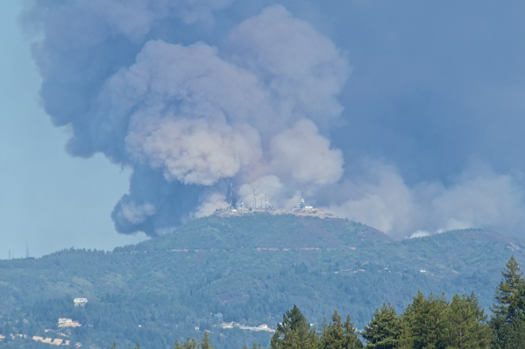 Smoke rising from Loma Prieta.